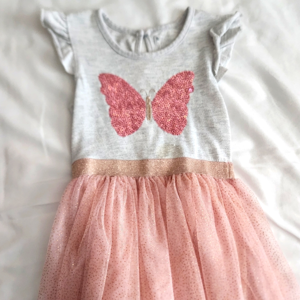 Primark Light Grey And Pink Sparkle Sequines Toddler Dress